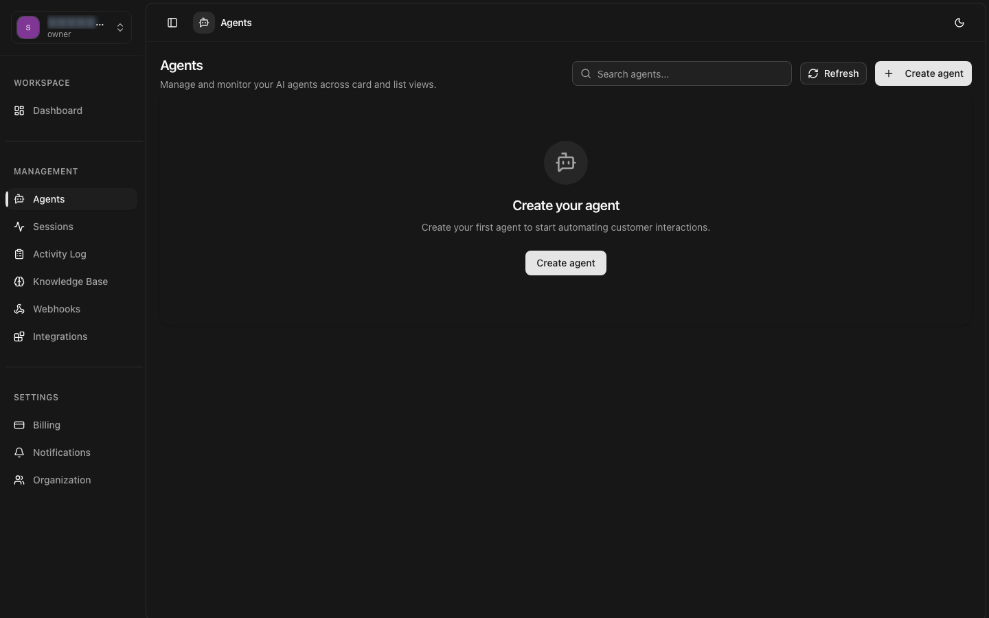 Agents page