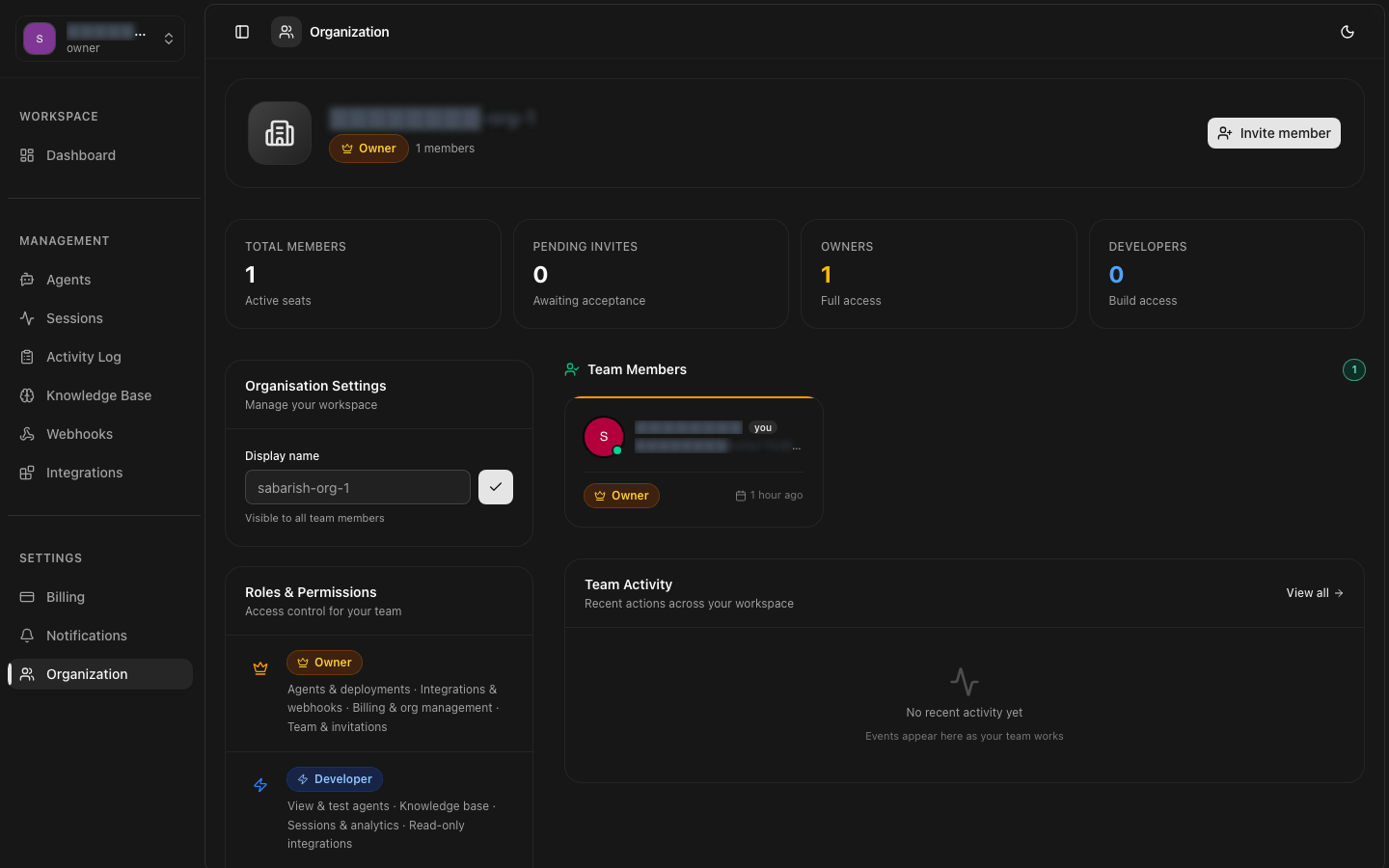 Organization page