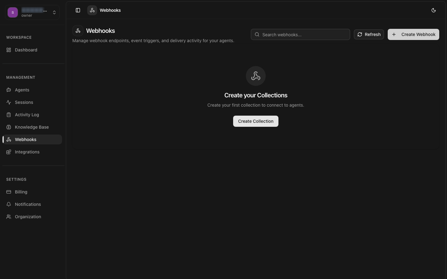 Webhooks page